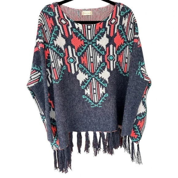 Altar'd State Women's Ethereal Aztec Native American Cape Sweater Size Medium - Picture 3 of 8